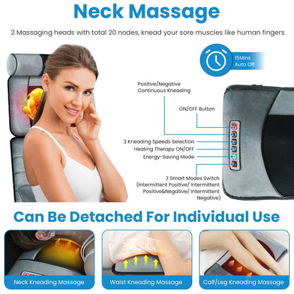 Full-Body Massage Mat with Heat, Neck & Foot Units