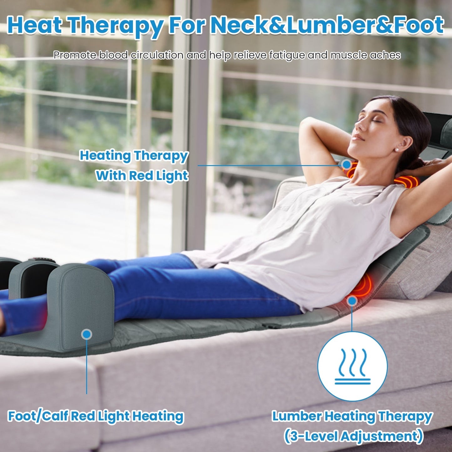 Full-Body Massage Mat with Heat, Neck & Foot Units