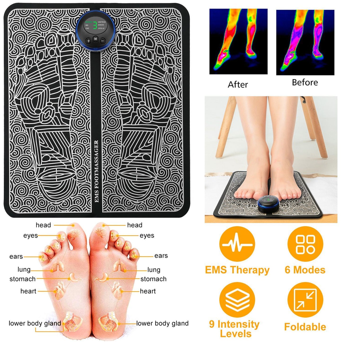 Electric EMS Foot Massager Pad