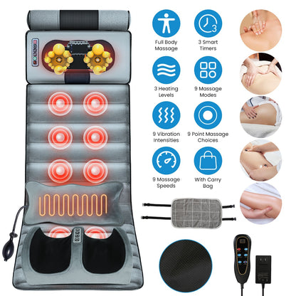 Full-Body Massage Mat with Heat, Neck & Foot Units